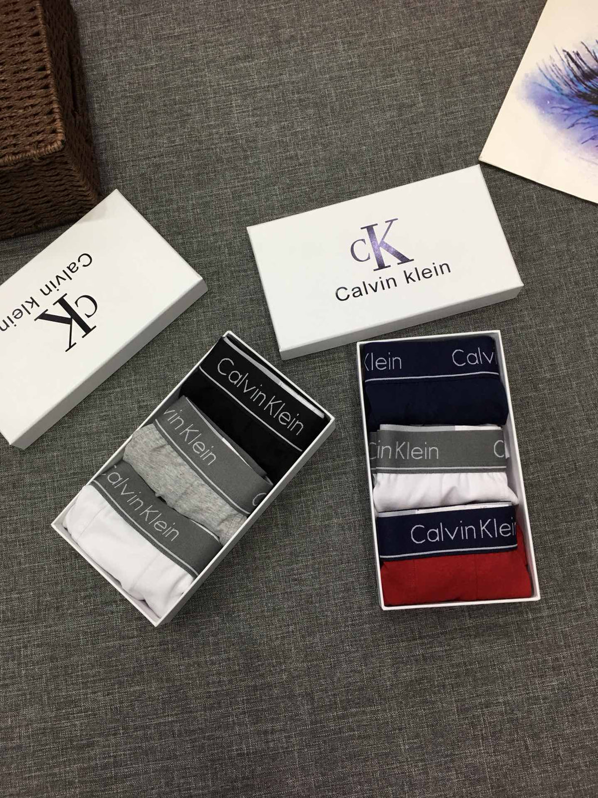 Calvin Klein Cotton-spandex blend Broad Logo Waistbands Men's Boxer Briefs - 3-Piece Box