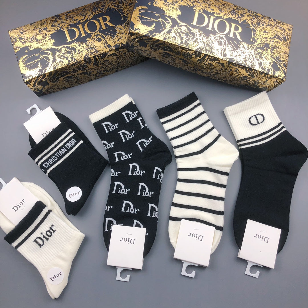 Dior Graphic Crew Socks - 5-Pair Box