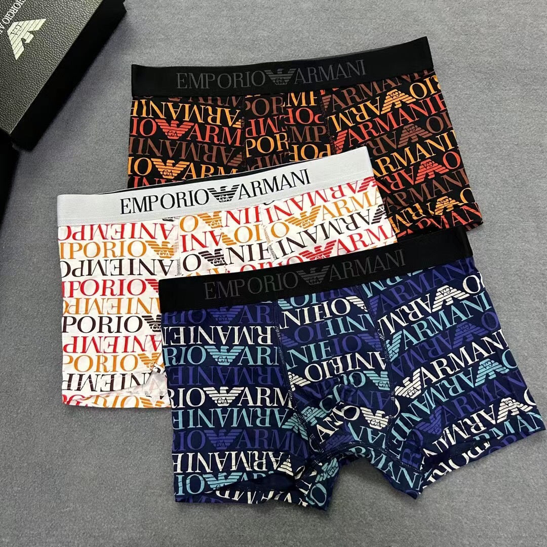 Armani Modal All-Over Lettering Men's Boxer Briefs - 3-Piece Box