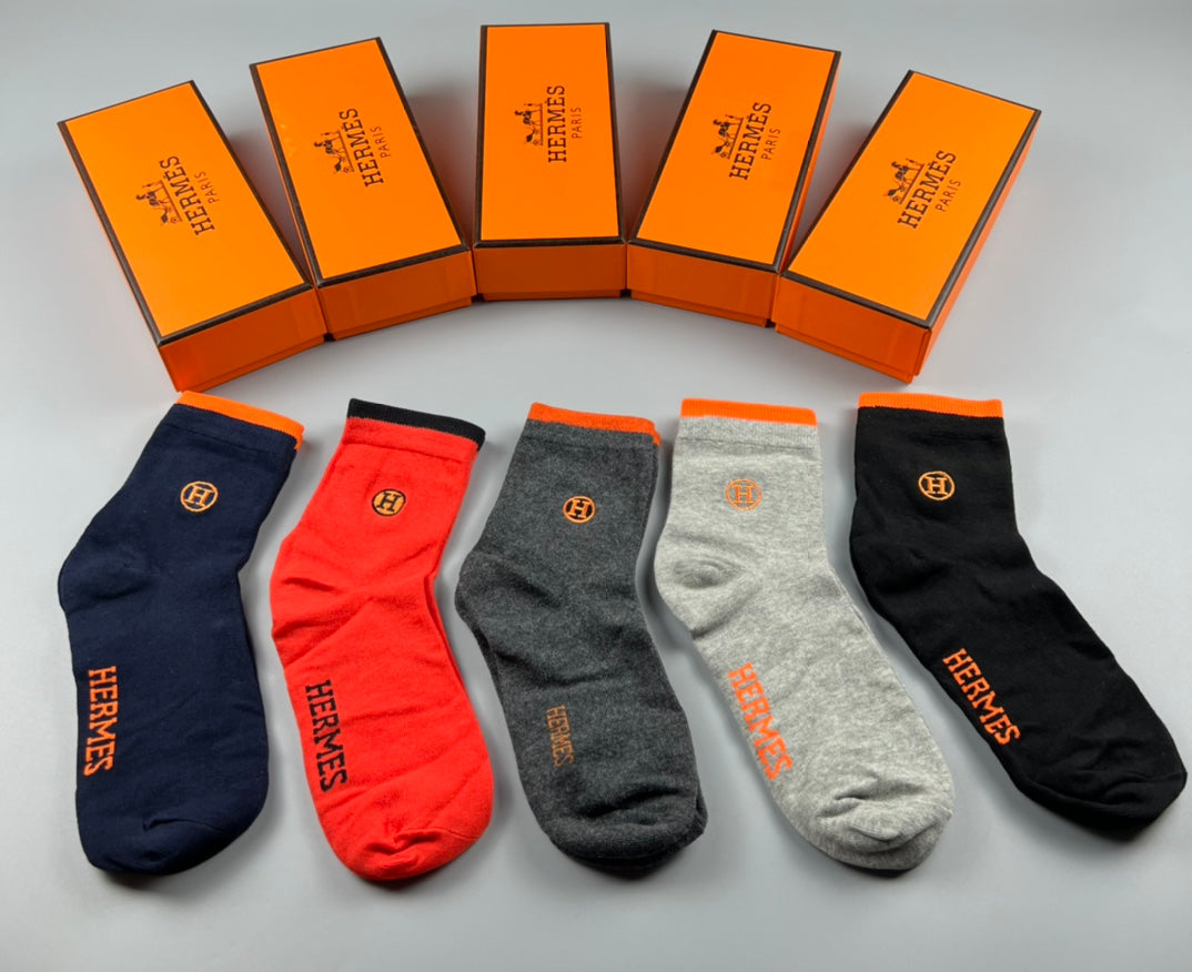 Hermes Colour Mix Crew Socks - 5-Pair Box