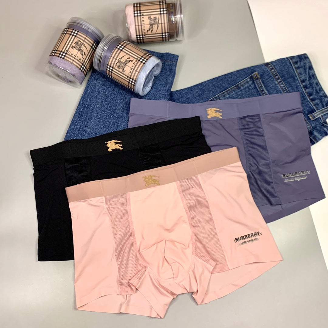 Burberry Small Embroidered Motifs Men's Boxer Briefs - 3-Piece Box