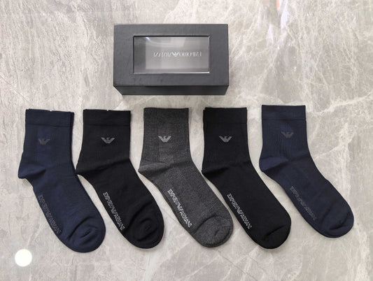 Emporio Armani Modal Eagle Motifs Mid-Calf Socks - 5-Pair Set