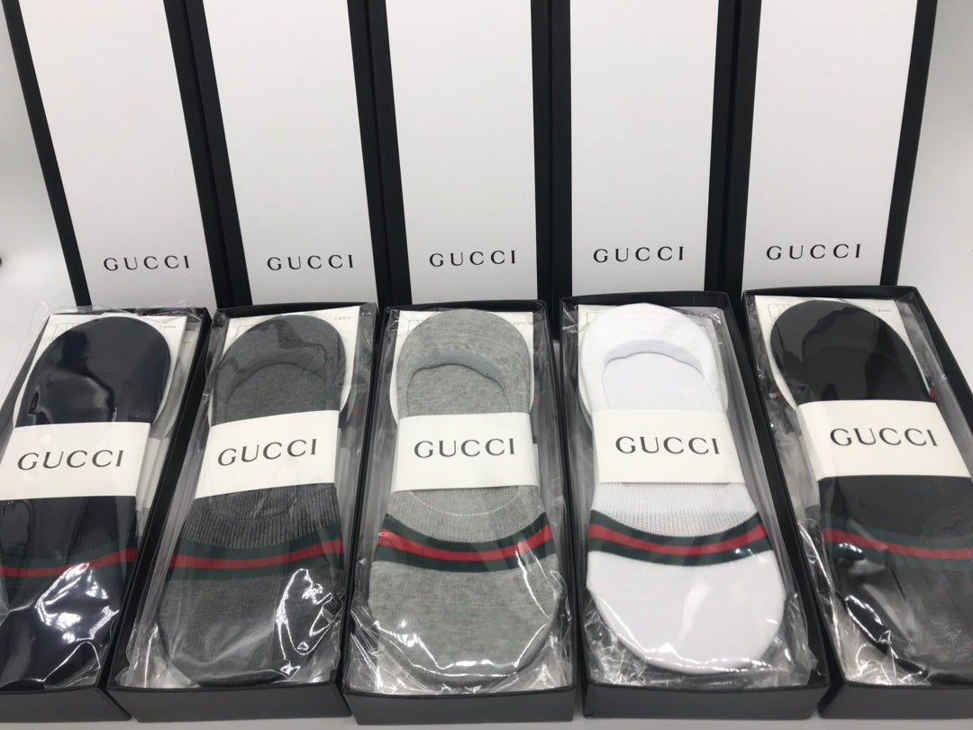 Gucci Cotton Visible Logo, Stripe Or Motif Details Crew Socks - 5-Pair Set