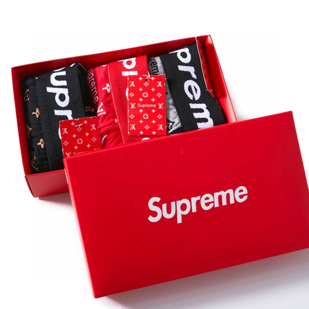 Louis Vuitton x Supreme Cotton All-Over Monogram-Style Graphics Men's Boxer Briefs - 3-Piece Box