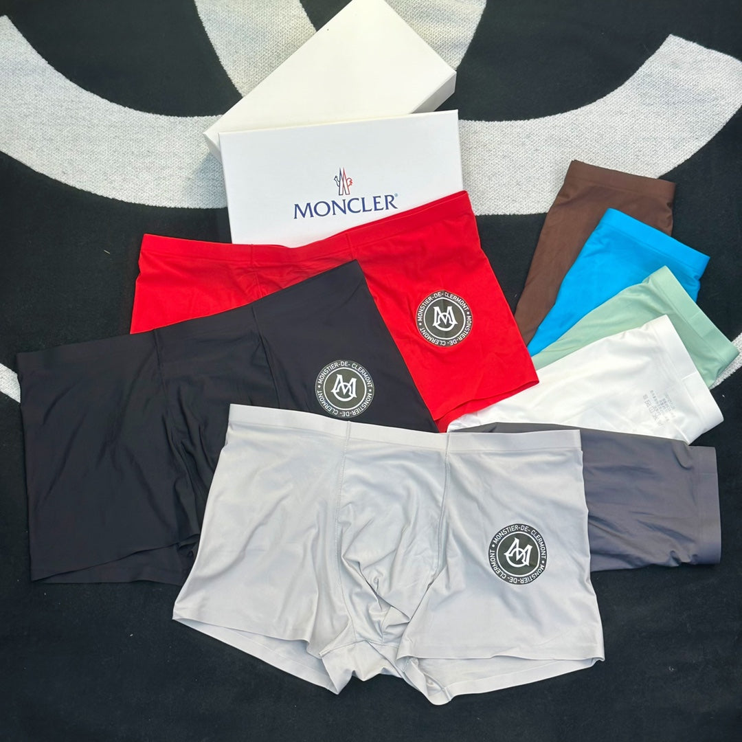 Moncler Goat-milk silk Circular Patch Details Men's Boxer Briefs - 3-Piece Box