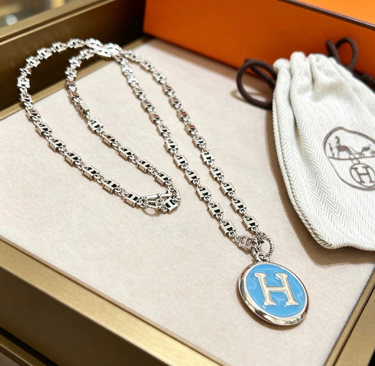 Martin Graham pendant necklace in polished metal-tone – main product view