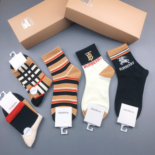 Burberry Striped Crew Socks - 5-Pair Box