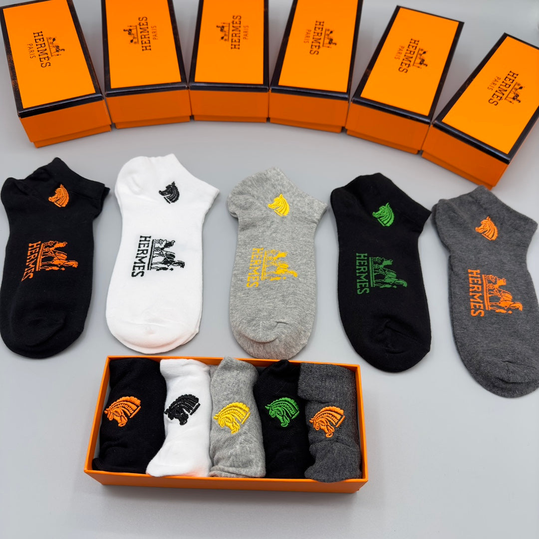Hermes Short Socks - 5-Pair Set
