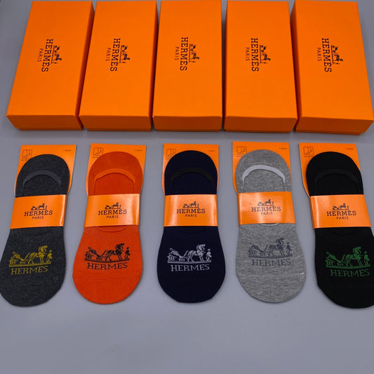 Hermes Horse Graphics No-Show Socks - 5-Pair Set