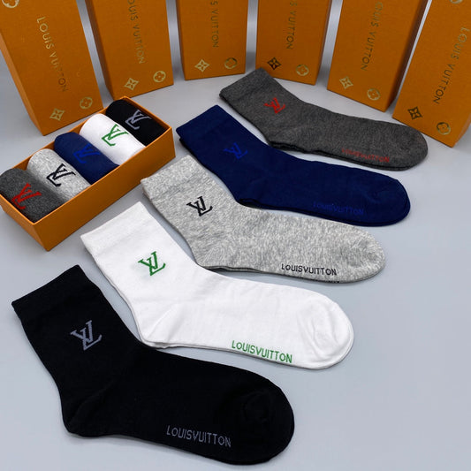 Louis Vuitton Small Initial Details Crew Socks - 5-Pair Set