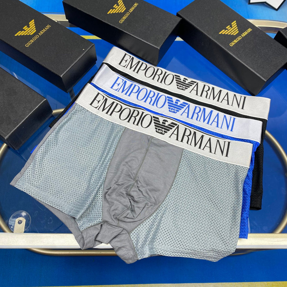 Armani Modal Oversized Contrast Waistbands Men's Boxer Briefs - 3-Piece Box