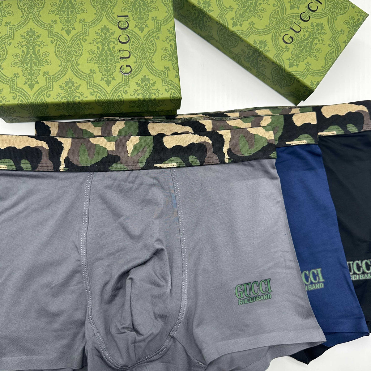 Gucci Grey, Blue, Green & Red Men's Boxer Briefs - 3-Piece Box