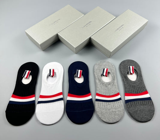 Thom Browne Cotton No-Show Socks - 5-Pair Set