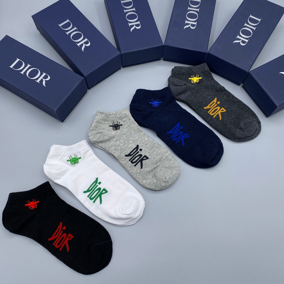 Dior Graphic Ankle Socks - 5-Pair Box