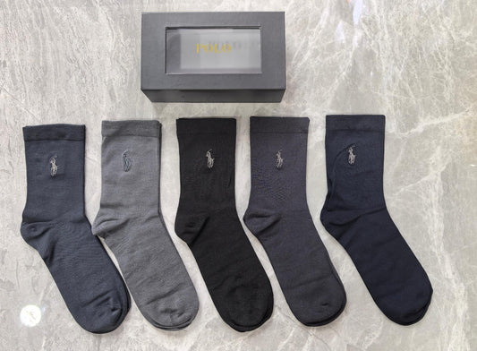 Polo Modal Understated Horse Motifs Crew Socks - 5-Pair Set