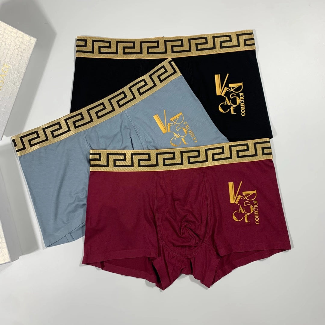 Versace Gold Graphic Men's Trunk Underwear - 3-Piece Box