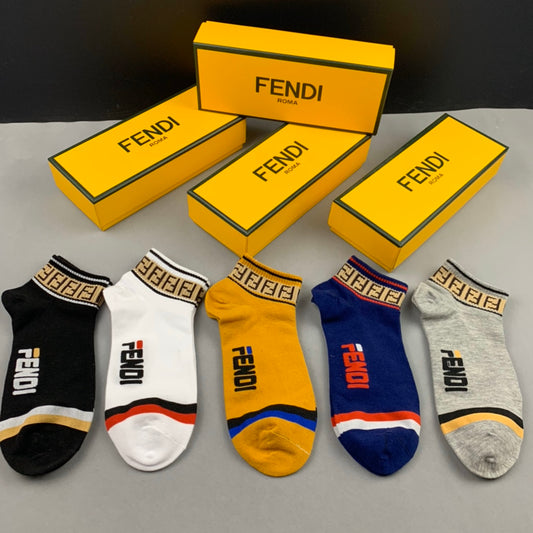 Fendi Logo Ankle Socks - 5-Pair Box
