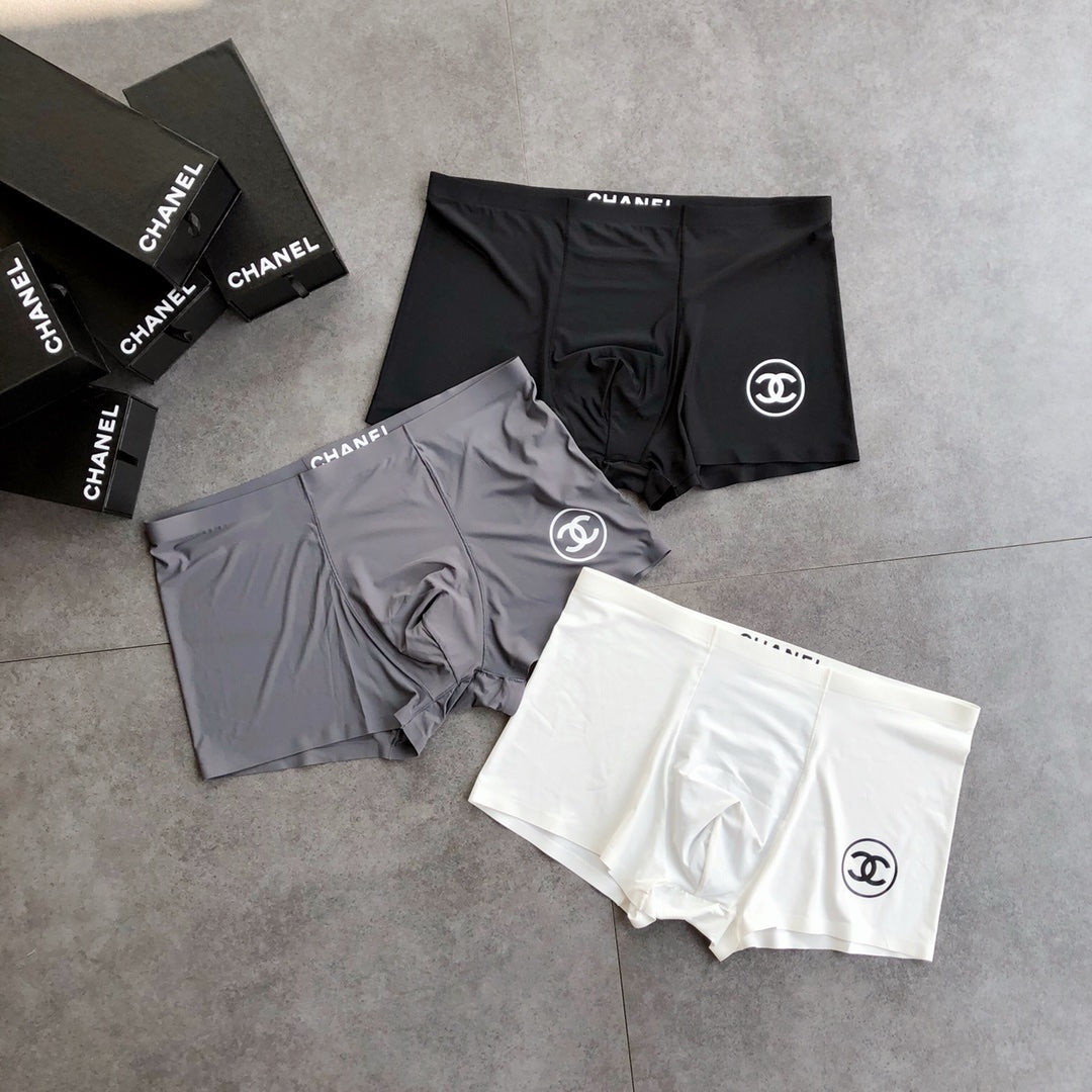 Chanel Contrast Logo Waistbands Men's Boxer Briefs - 3-Piece Box