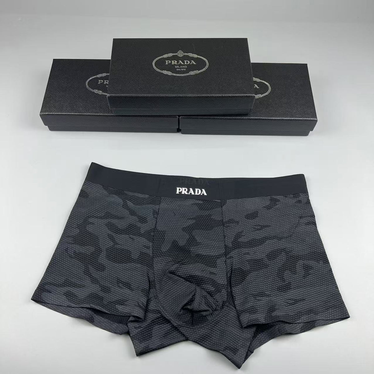 Prada Black, Grey & Khaki Men's Boxer Briefs - 3-Piece Box