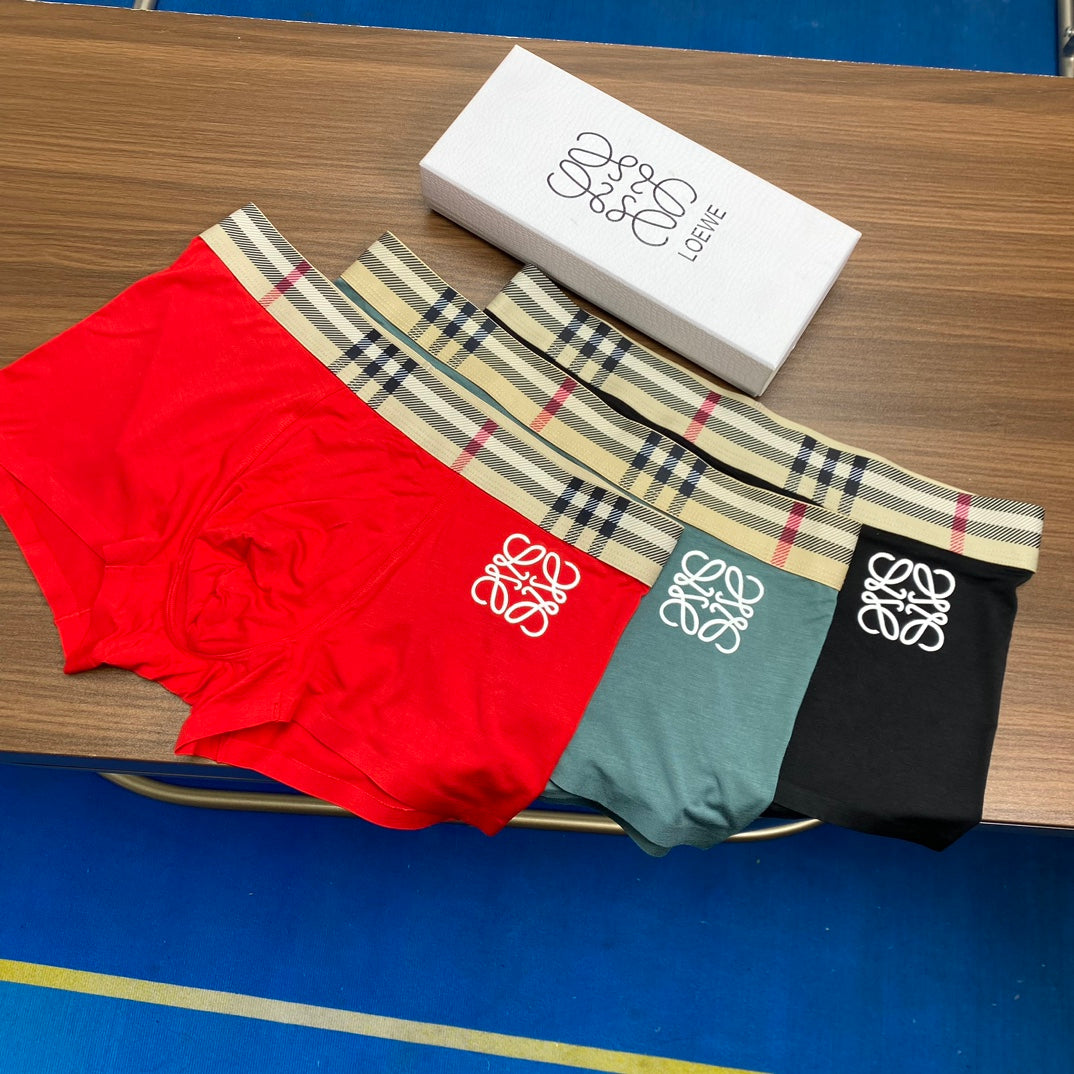 Loewe Check Waistband Men's Trunk Underwear - 3-Piece Box