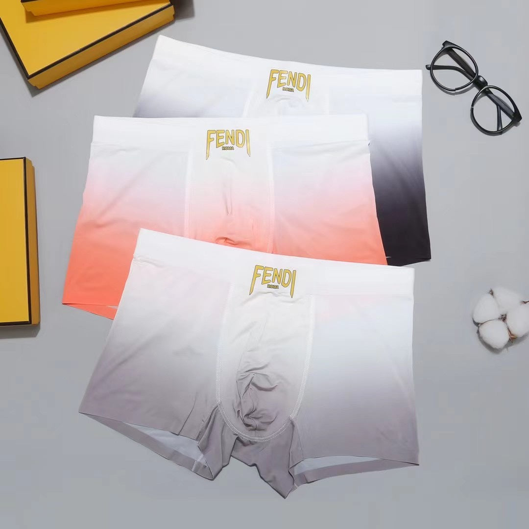 Fendi Coral, White And Grey Gradient Boxer Briefs Men's Boxer Briefs - 3-Piece Box