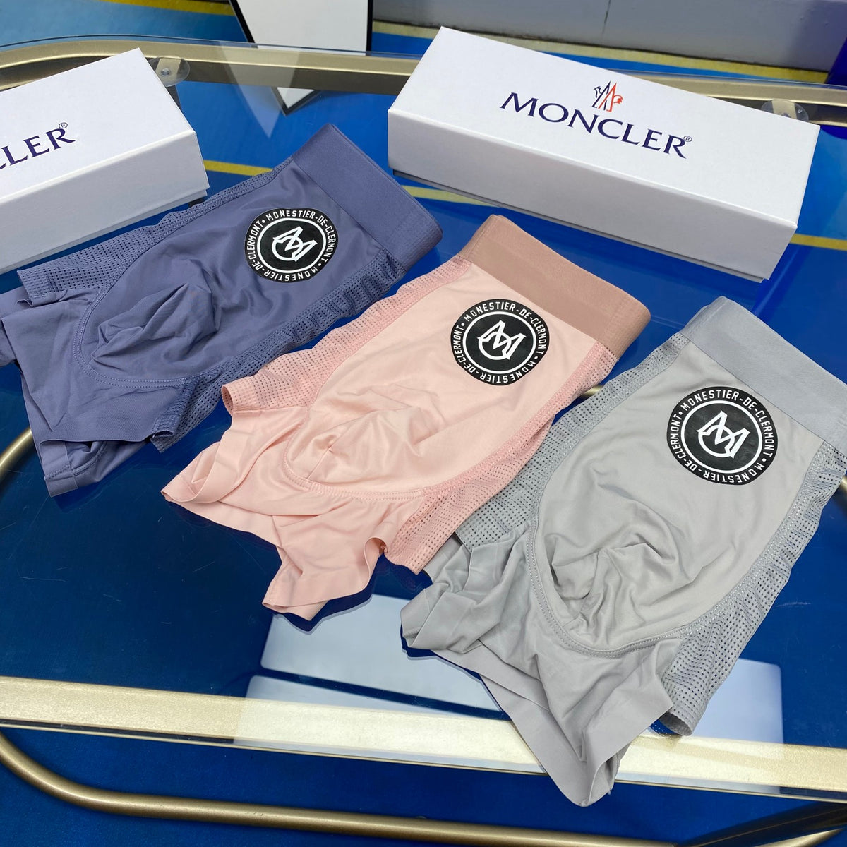 Moncler Cotton Circular Patch Details Men's Boxer Briefs - 3-Piece Box