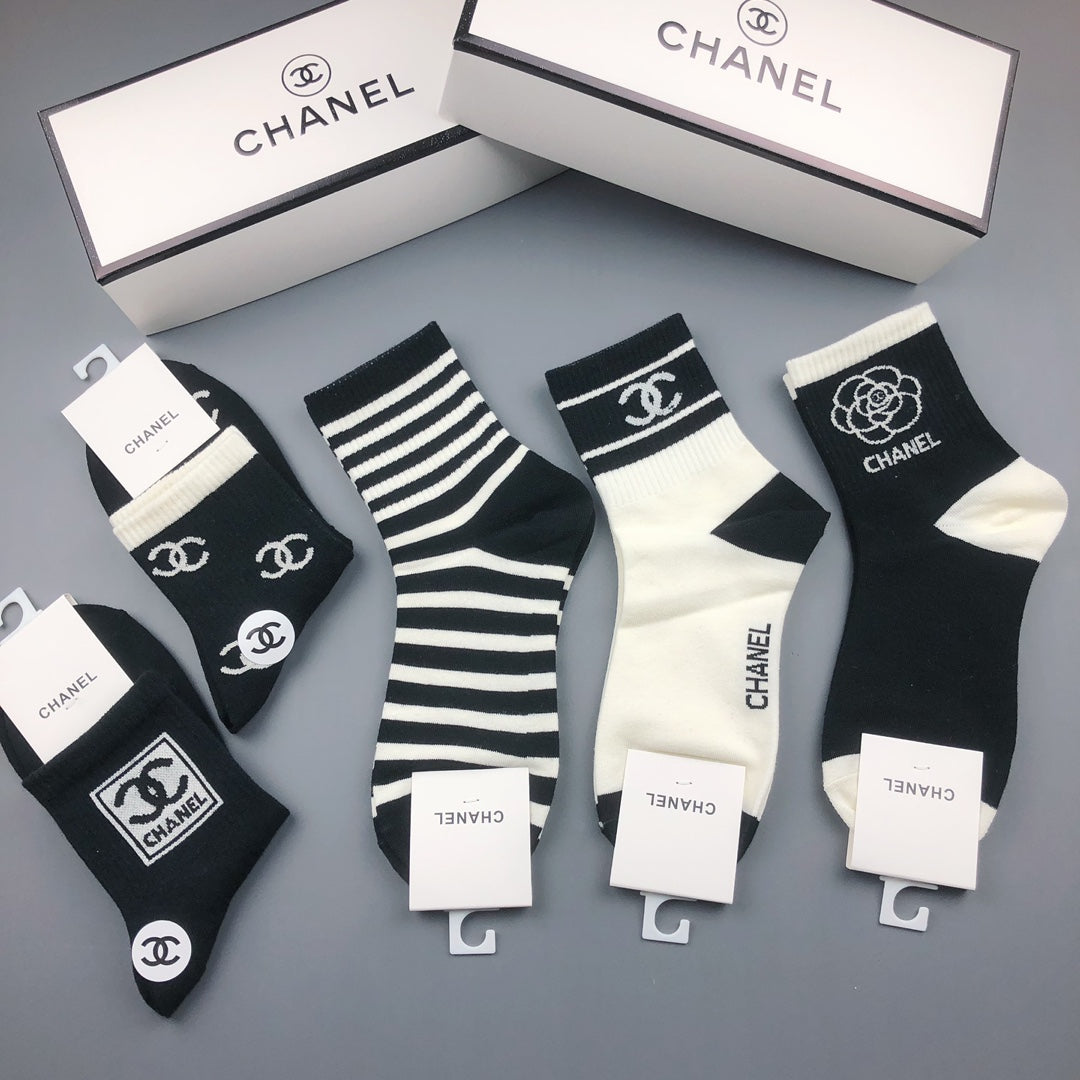 Chanel Graphic Crew Socks - 5-Pair Box
