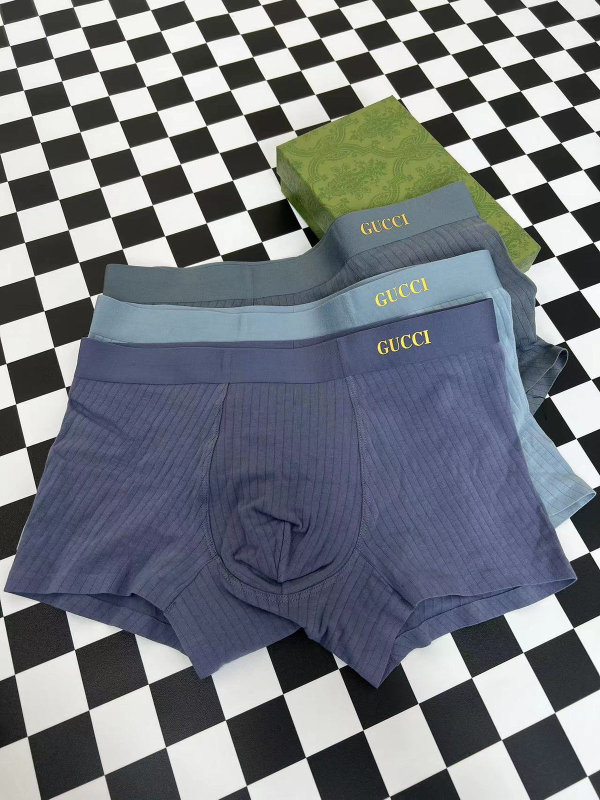 Gucci Gold-Tone Wordmark Details Men's Boxer Briefs - 3-Piece Box