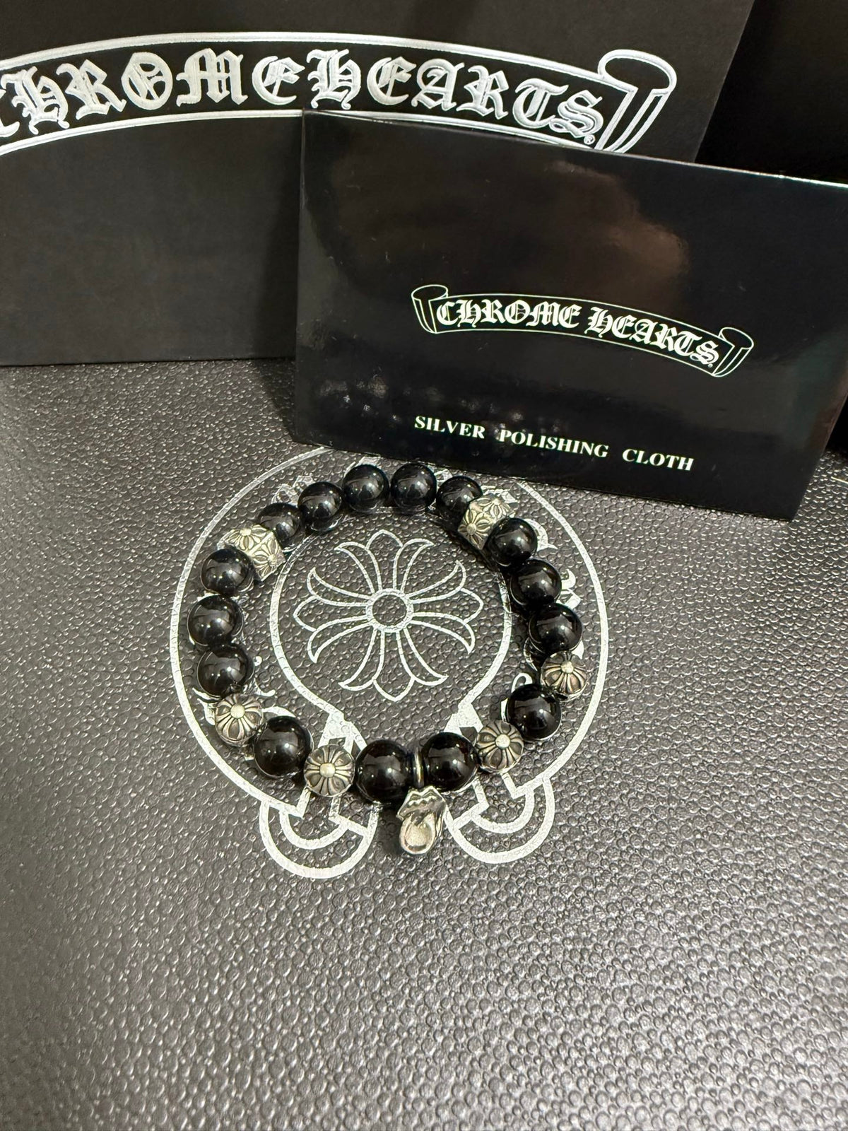 Martin Graham beaded bracelet in polished metal-tone – front product view