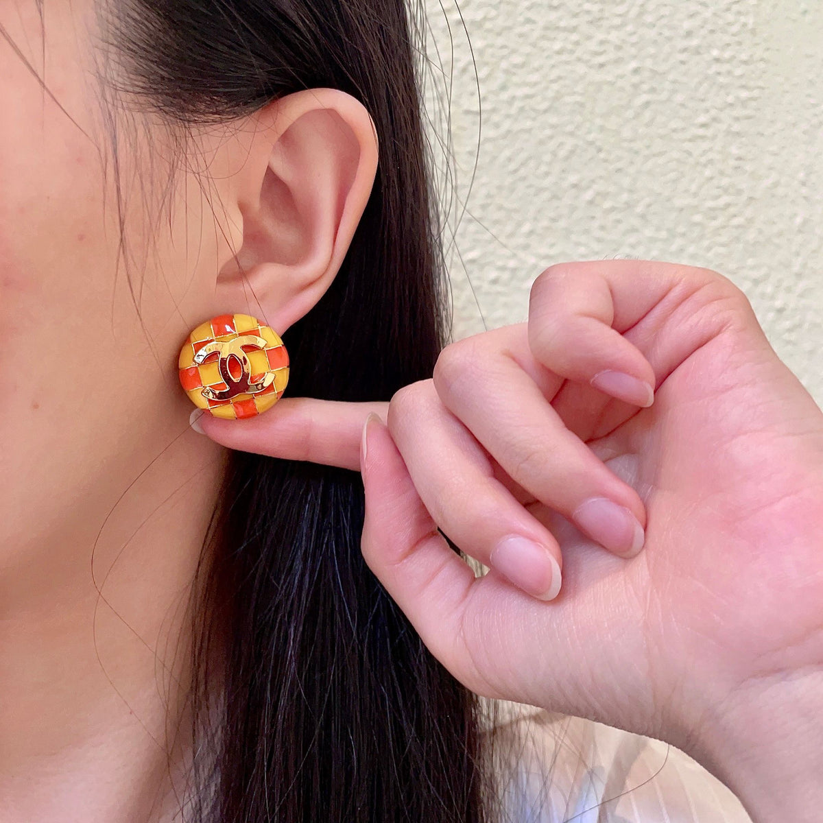 Martin Graham stud earrings in polished metal-tone – front product view