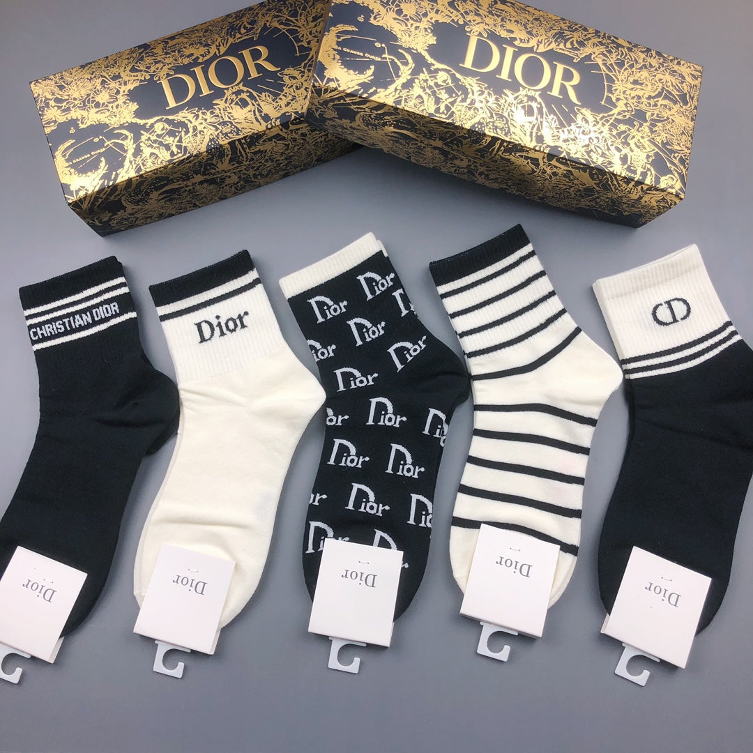 Dior Graphic Crew Socks - 5-Pair Box