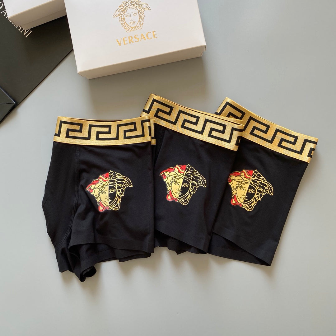 Versace Modal-Blend Greek-Key Waistband Men's Boxer Briefs - 3-Piece Box