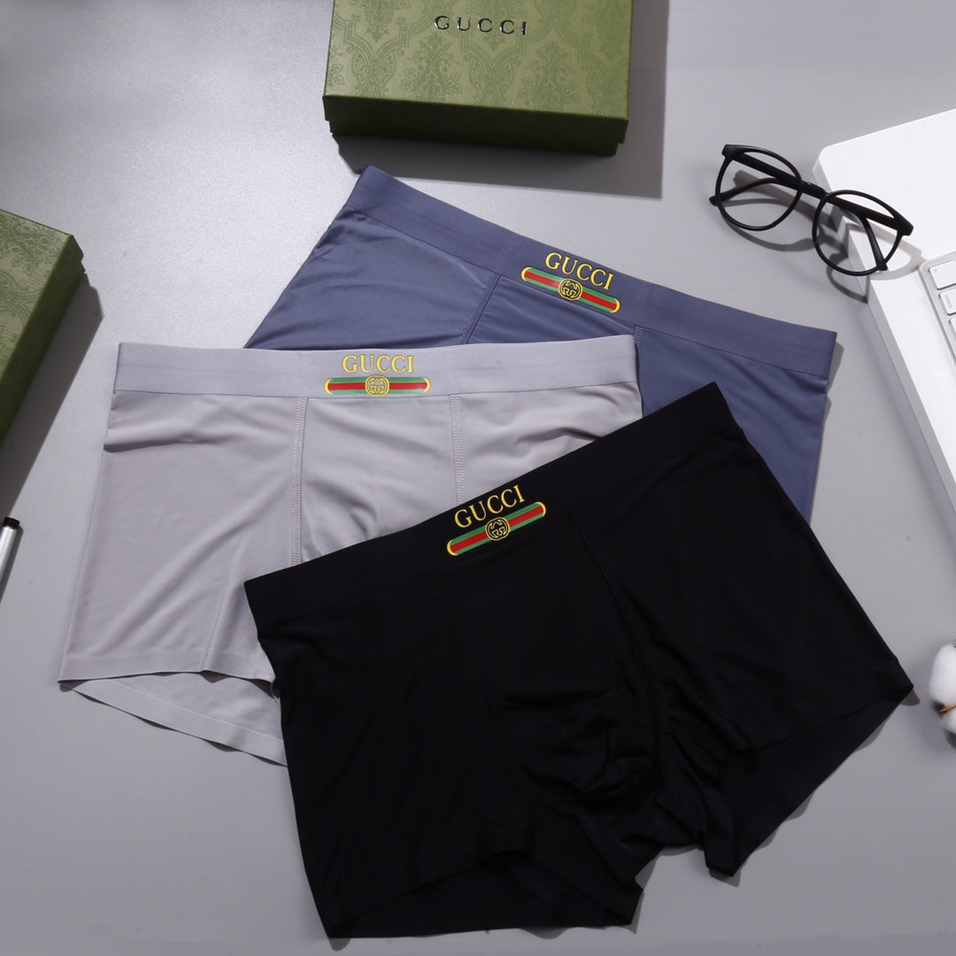 Gucci Red-And-Green Logo Details Men's Boxer Briefs - 3-Piece Box