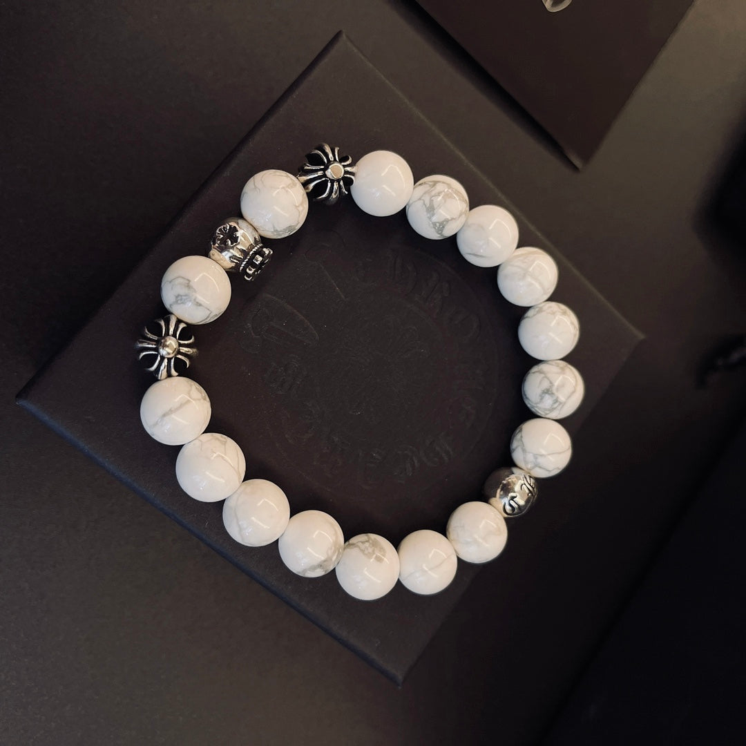 Martin Graham beaded bracelet in polished metal-tone – front product view
