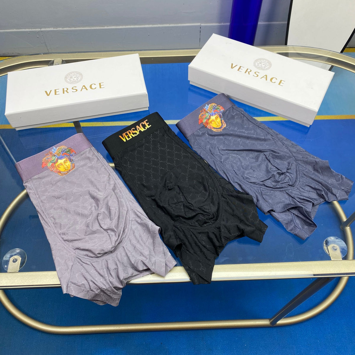 Versace Medallion Motifs Men's Boxer Briefs - 3-Piece Box
