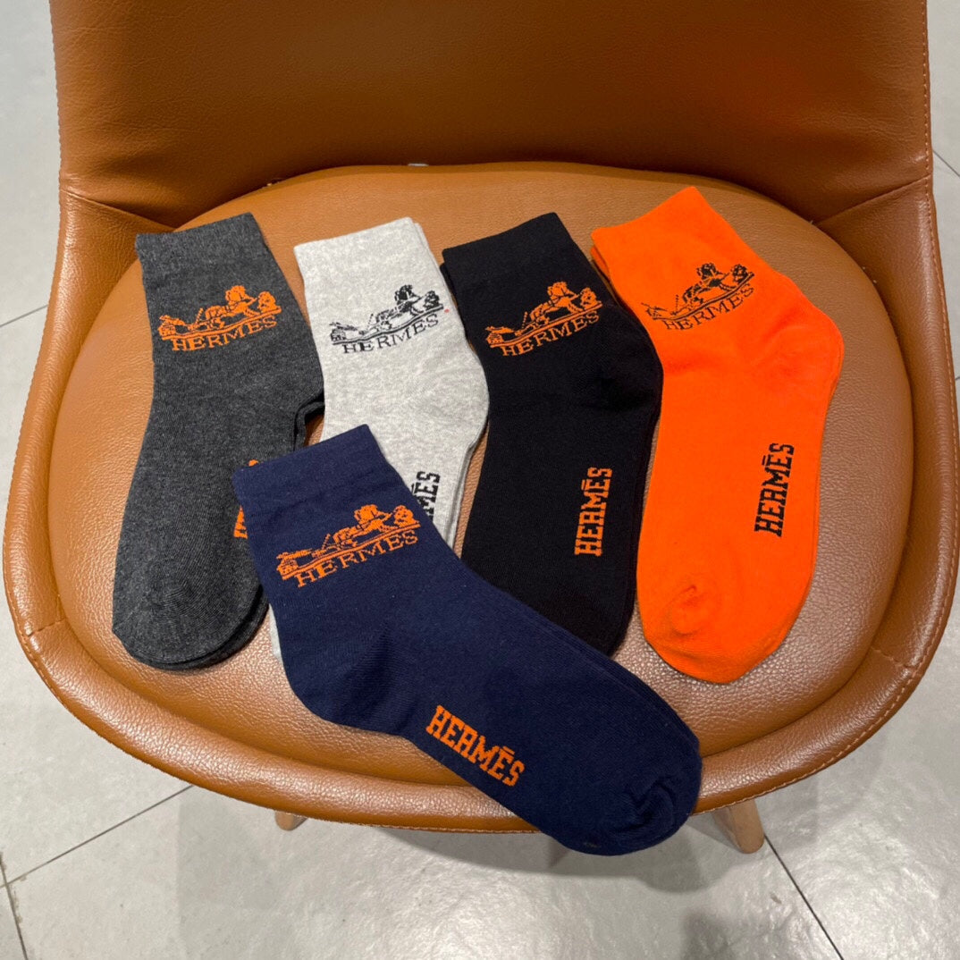 Hermes Horse And Wordmark Details Ankle Socks