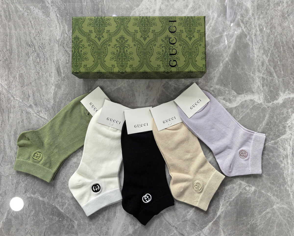 Gucci Combed Cotton No-Show Socks - 5-Pair Set