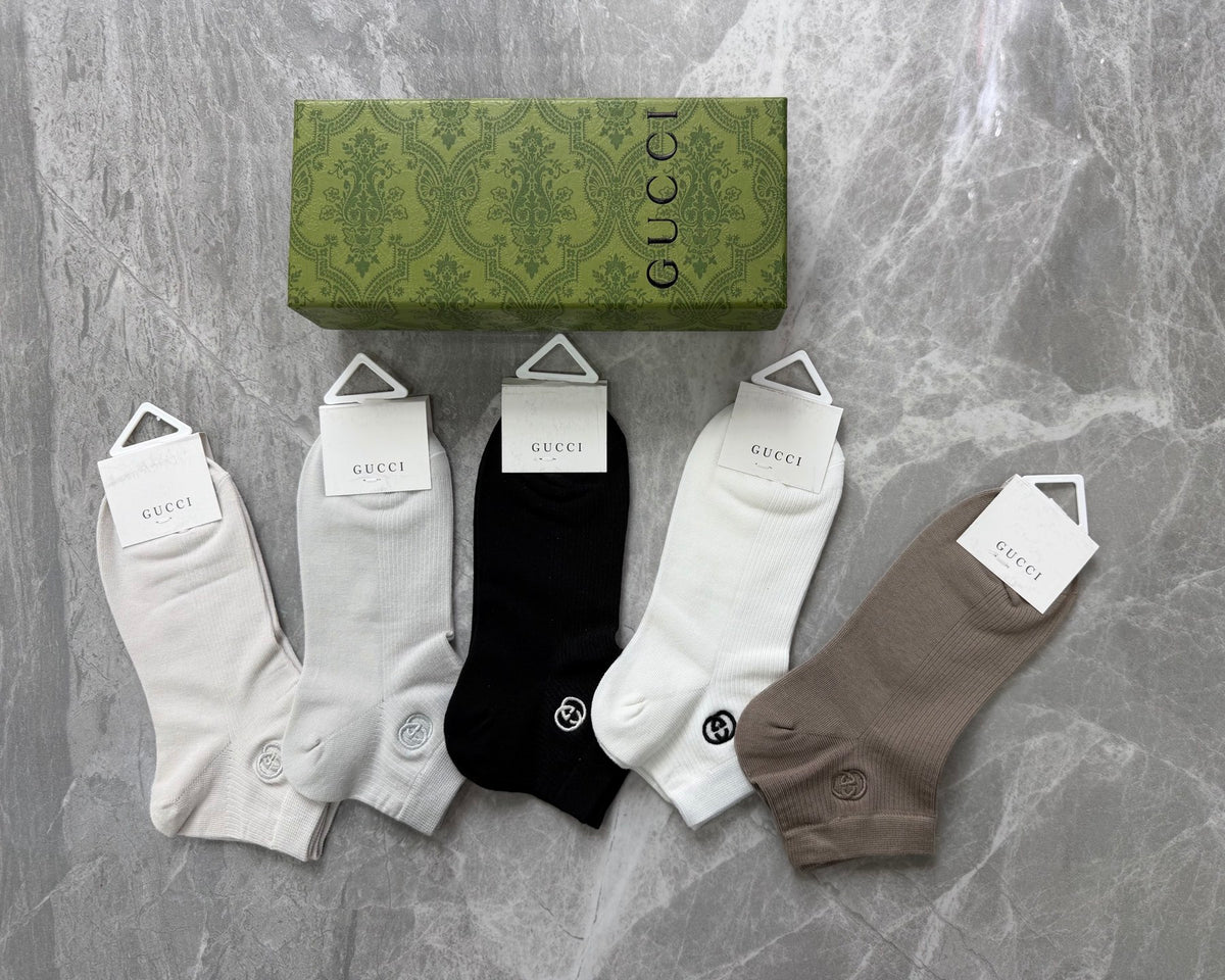 Gucci Modal Small Round Emblems Ankle Socks - 5-Pair Set