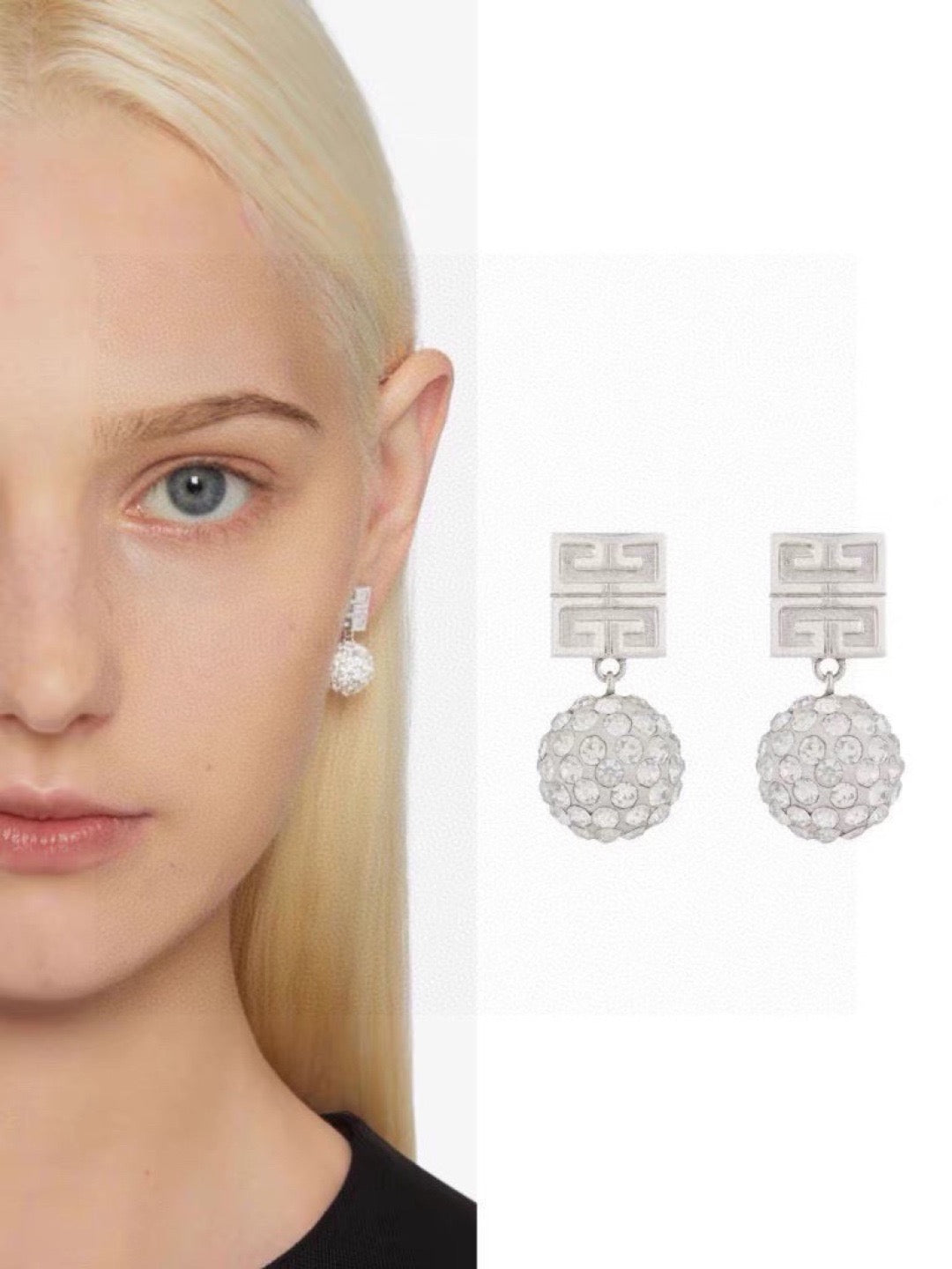 Martin Graham stud earrings in polished metal-tone – front view