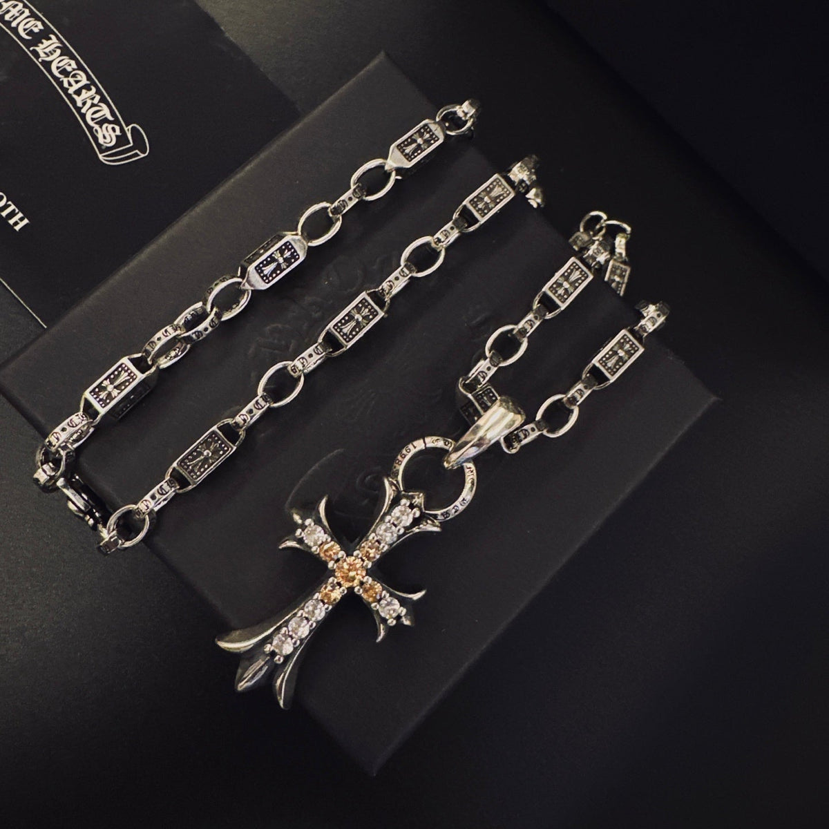 Martin Graham pendant necklace in polished metal-tone – front product view