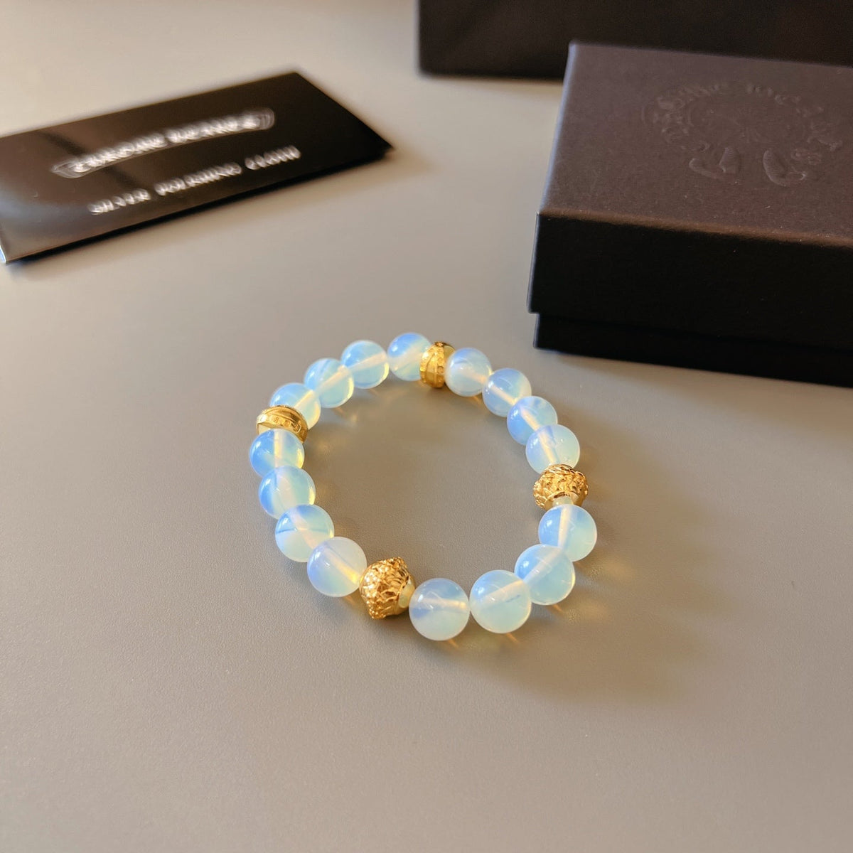 Martin Graham beaded bracelet in polished metal-tone – front product view
