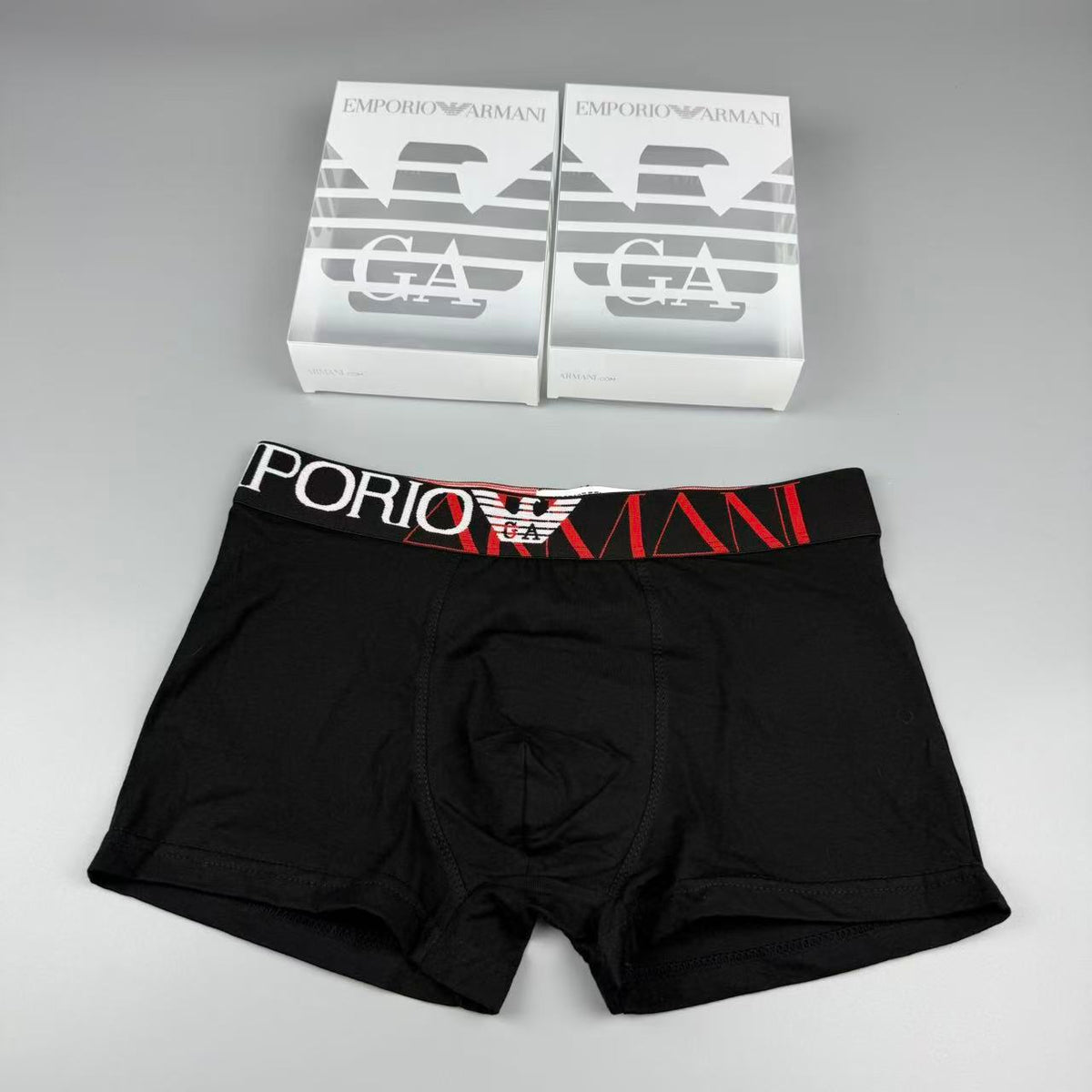 Armani Cotton All-Over Logo Pattern Men's Boxer Briefs - 3-Piece Box