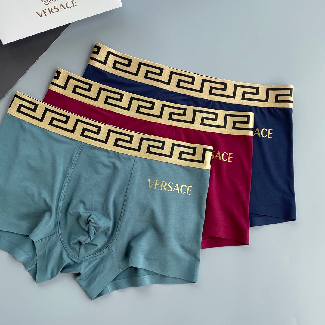 Versace Gold Wordmark Modal-Blend Boxer Briefs - Box of 3