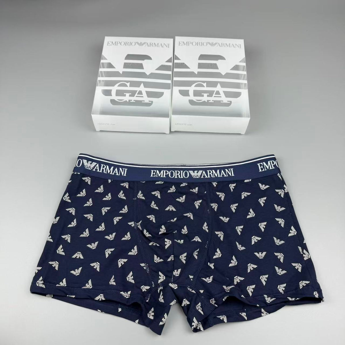 Armani Multi-Colour Letter Print Cotton Men's Boxer Briefs - 3-Piece Box