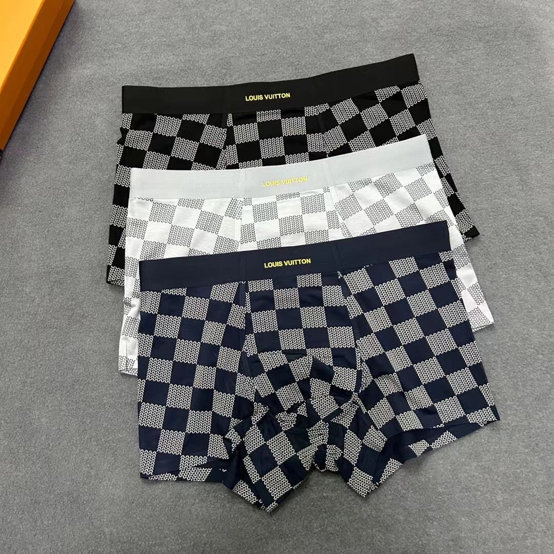 Louis Vuitton Solid Panels And Visible Emblem Details Men's Boxer Briefs - 3-Piece Box
