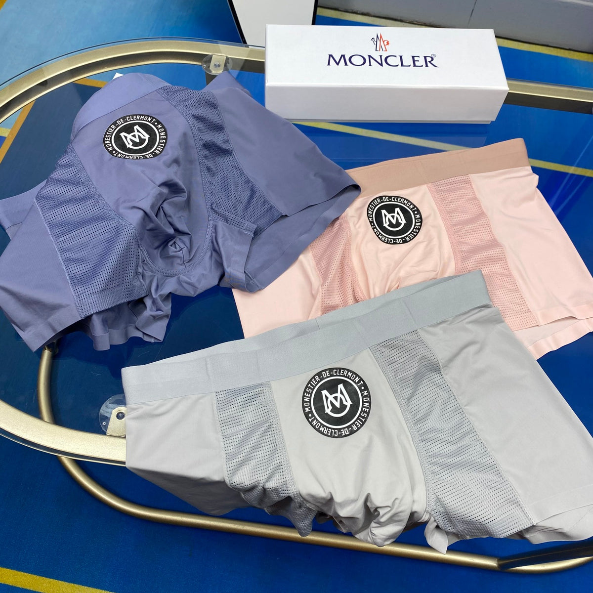 Moncler Cotton Circular Patch Details Men's Boxer Briefs - 3-Piece Box