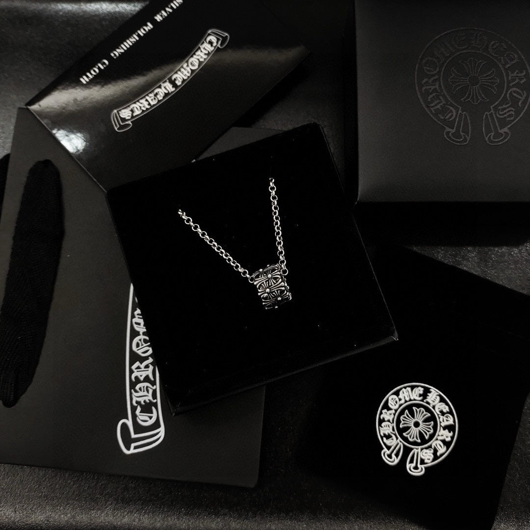 Martin Graham pendant necklace in polished metal-tone – front product view