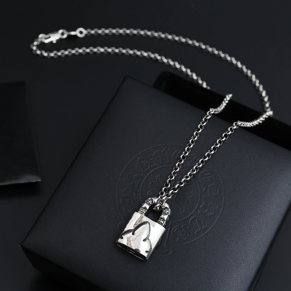 Martin Graham pendant necklace in polished metal-tone – front product view