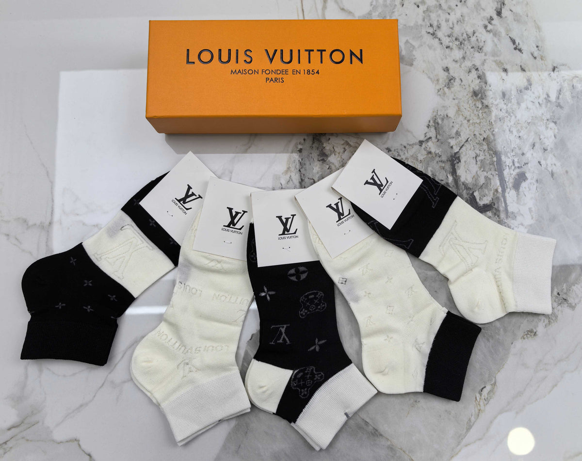 Louis Vuitton Modal Mixed Neutral Logo Detail No-Show Socks - 5-Pair Set