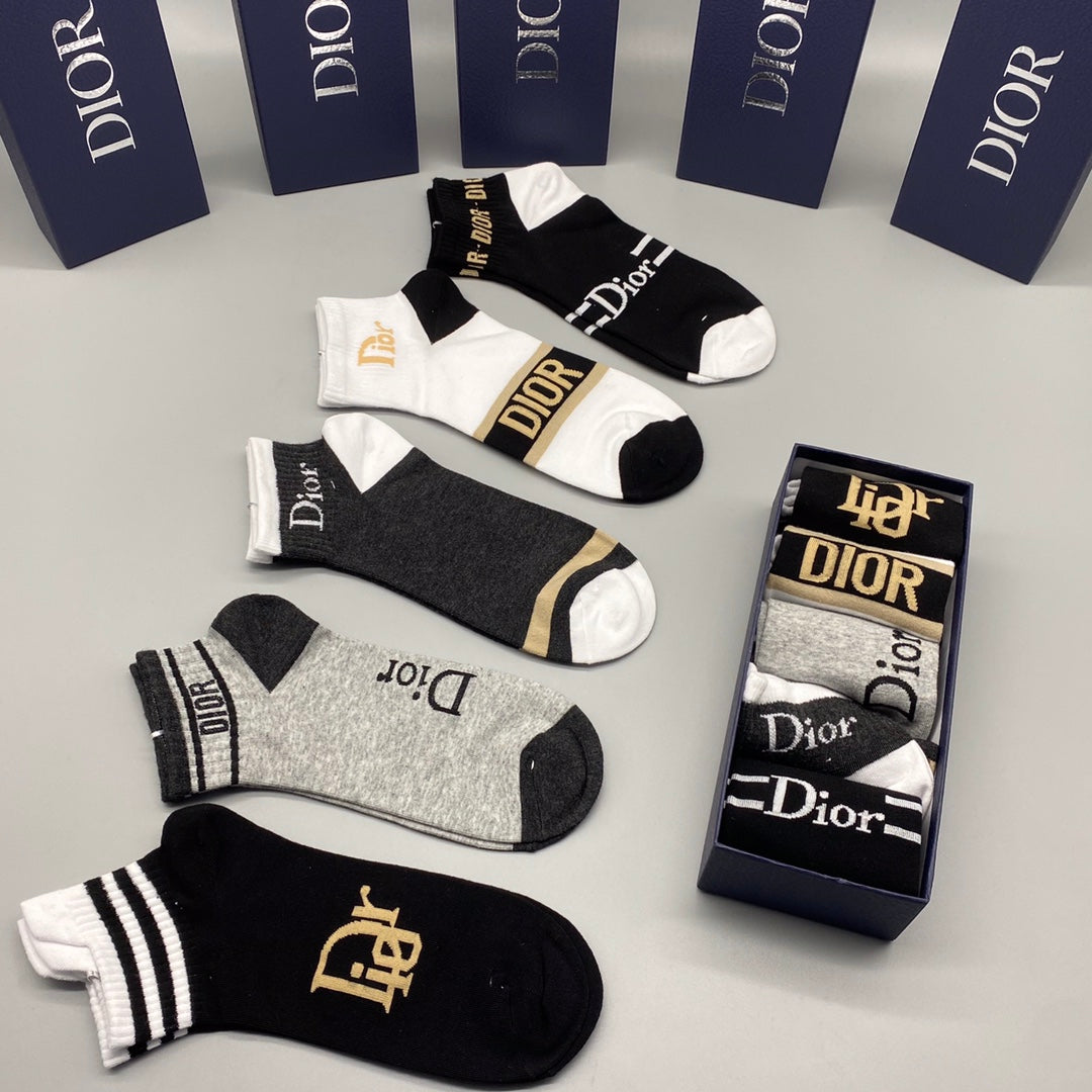 Dior Logo Ankle Socks - 5-Pair Box